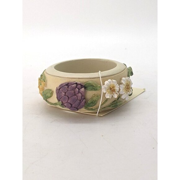 Linens N Things Napkin Rings Garden Herb Set of 10 Flowers Floral NWT Vintage - Picture 4 of 6